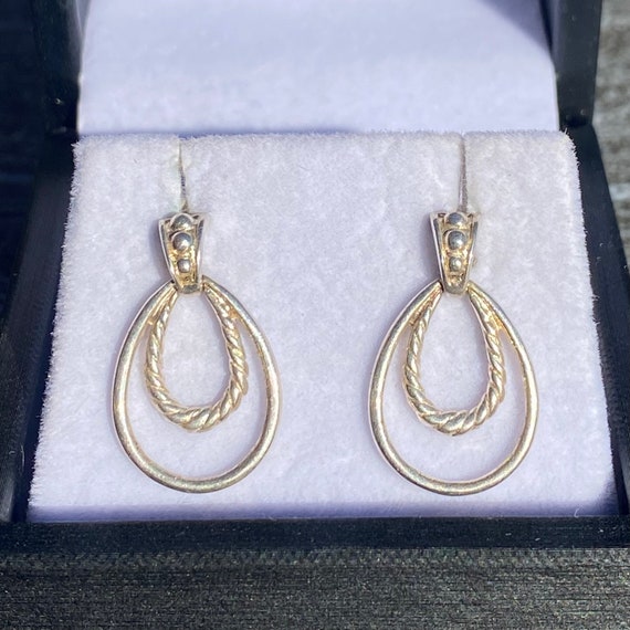 Sterling Silver Medium Double Teardrop Dangle Post Earrings