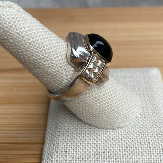 OTC Silver and Gold Onyx Ring - image 3