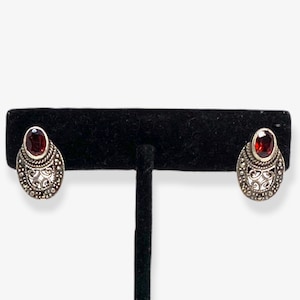 Vintage Sterling Silver and Garnet Earrings