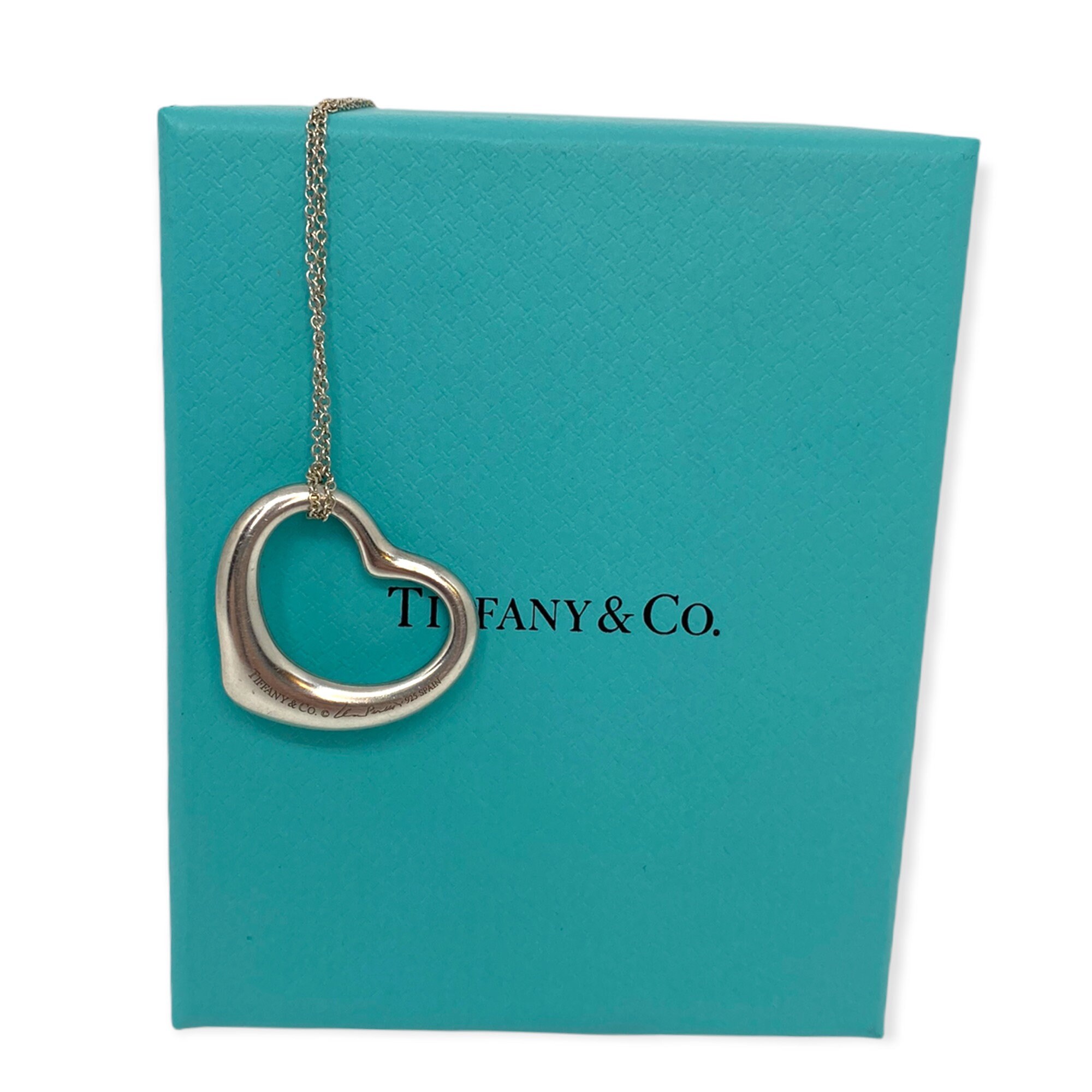 ティファニー　Tiffany & Co. Open Heart Necklace Tiffany & Co Elsa Peretti 27mm Open Heart Pendant Necklace - Etsy