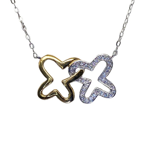 Sterling Silver and Gold Interlocking Butterfly P… - image 1