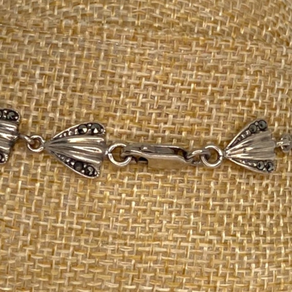 Sterling Silver and Marcasite Art Deco Bracelet - image 5