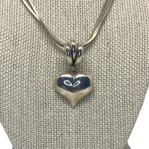Vintage Milor Sterling Silver Puffy Heart Necklace