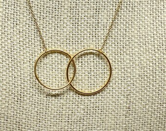 Gold-plated Sterling Silver Double Circle Link Necklace