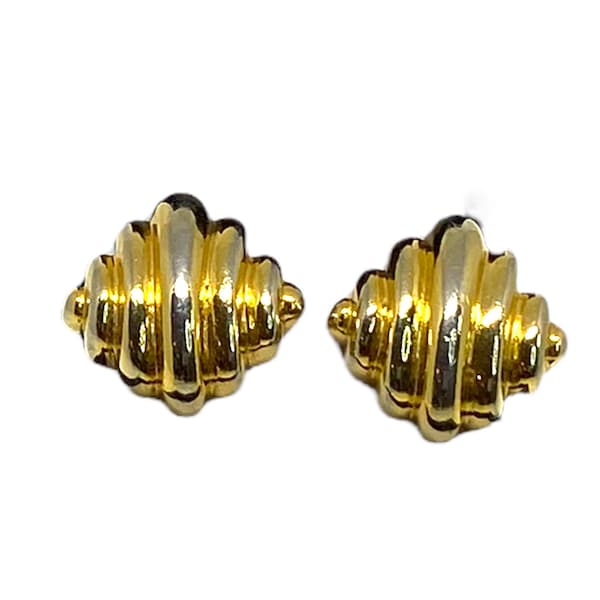 Rare Vintage Paolo Gucci Gold Tone Clip-On Croissant Earrings