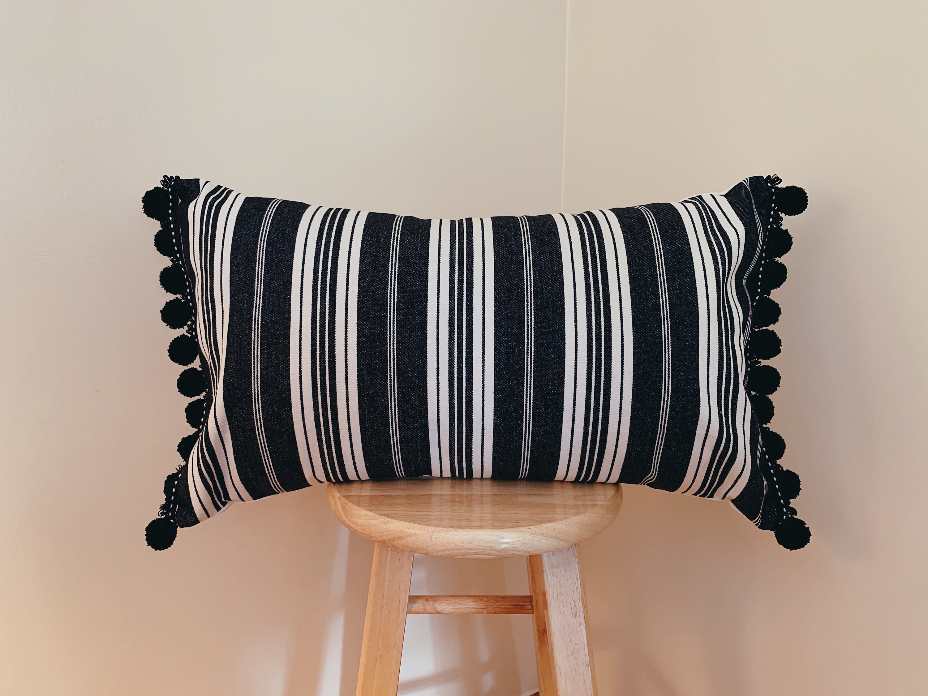 Black Striped Pillow Cover Etsy