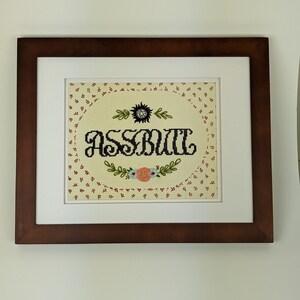 Assbutt, original cross stitch art, featuring Supernatural