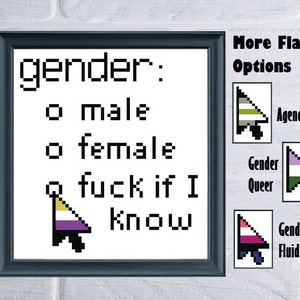 Gender? Fuck if I know, (cross-stitch pattern PDF)
