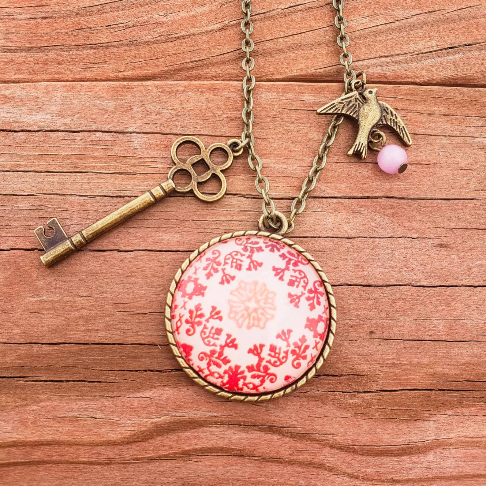 Antique Brass Pendant Necklace Etsy