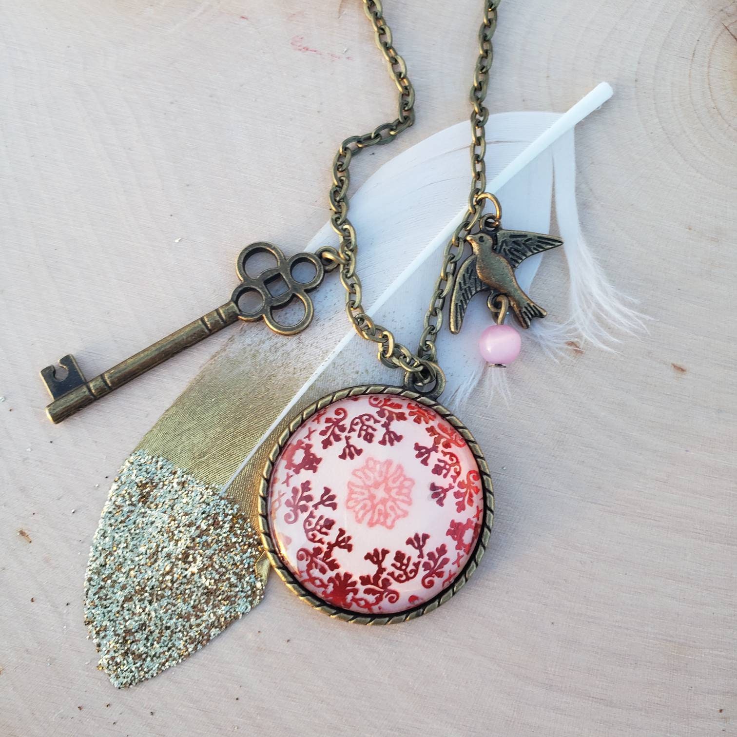 Antique Brass Pendant Necklace Etsy