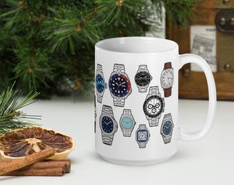 Luxury Watches Collage - White glossy mug