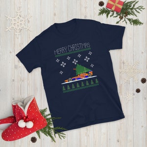 Orange & Blue F1 Christmas Car - Unisex T-Shirt
