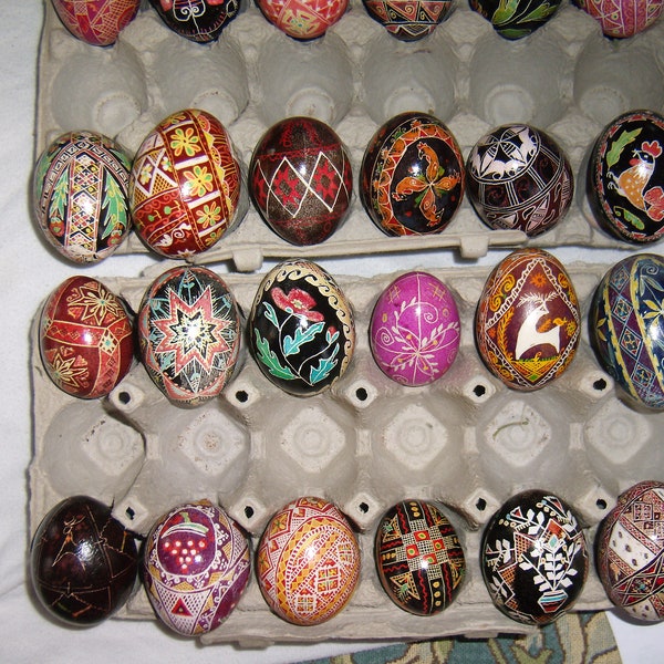 Easter, Pysanky, Ukrainian, Russian Decorated, painted Eggs, Anthony Acres Kitty Cat Farm, ornaments