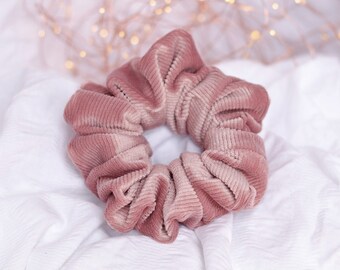 Blush Pink Ribbed Velvet Scrunchie | Wide Elastic Scrunchies