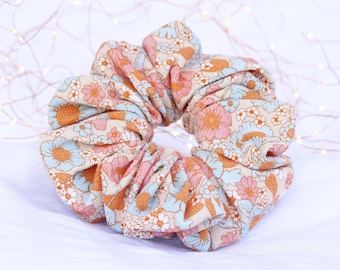 XL Peach Flower Corduroy Scrunchie | Oversized Cord Scrunchie