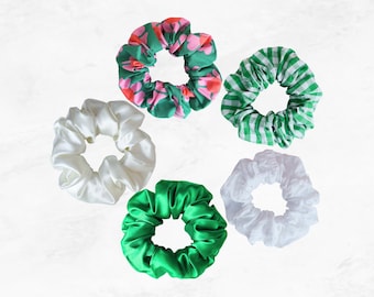 Green Scrunchie Collection | Gingham | Satin | Floral