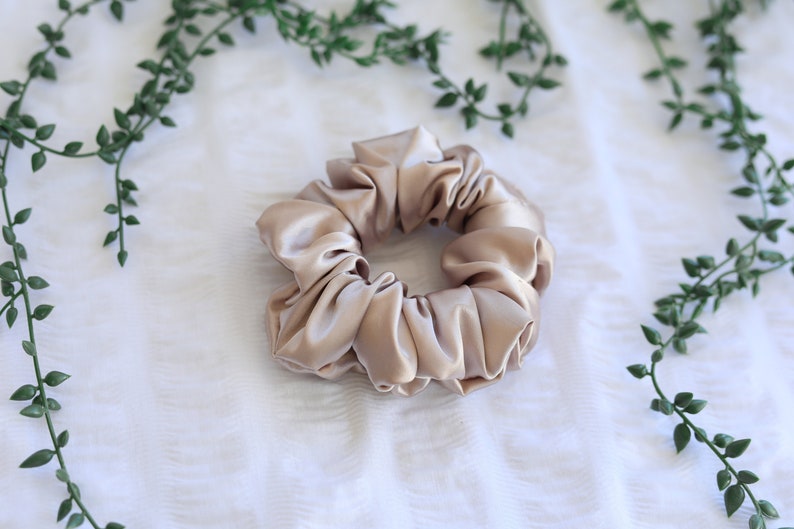 Coffee Satin Scrunchie Collection Emerald Green Sage Green Bridesmaid image 4