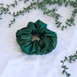 Coffee Satin Scrunchie Collection Emerald Green Sage Green Bridesmaid image 6