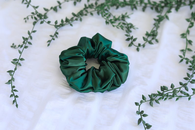 Coffee Satin Scrunchie Collection Emerald Green Sage Green Bridesmaid image 6