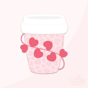 Coffee Wrapped In Hearts Cookie Cutter Set .STL Files  + . PNG Eddie Image!