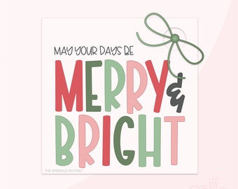 Merry And Bright Pink 2&quot; Cookie Tag Printable .PDF