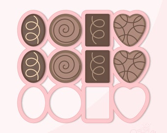 Box Of Chocolates Multi Cutter .STL  + . PNG Eddie Images!