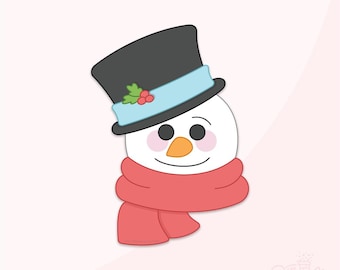 Snowman Head With Scarf Cookie Cutter .STL Files With Eddie .PNG Image