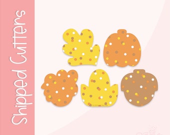 ¡Mini galletas heladas de Acción de Gracias enviadas juego de cortadores de galletas + imágenes .PNG!