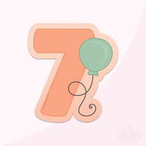 Number 7 Balloons STL Cookie Cutter AND Bonus Stencils, Eddie Outlines, + Projector Image!