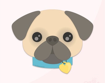 Pug Puppy Face Cookie Cutter .STL Files + . PNG Eddie Image!