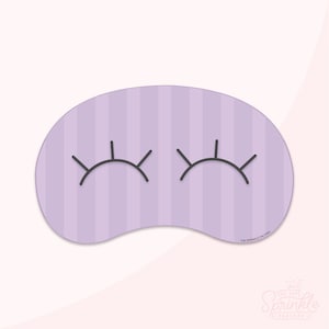 May include: Purple and white striped eye mask with closed eyes. The text "The Sprinkle Factory" is printed on the bottom of the mask.