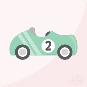 Retro Race Car 2 Cookie Cutter Set .STL Files + . PNG Eddie Image!