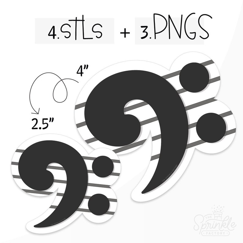 Base Clef Cookie Cutter .STL Files + . PNG Eddie Images! - Etsy