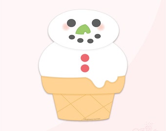 Snowman Ice Cream Cone Cookie Cutter Set .STL Files + . PNG Eddie Image!