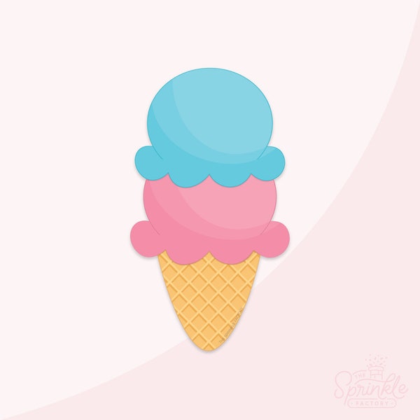 Waffle Ice Cream Cone Double Scoop Cookie Cutter .STL Files  +  . PNG Eddie Image!