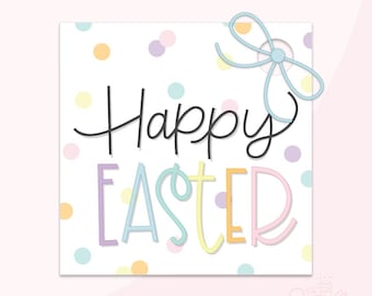 Happy Easter 2025 White 2&quot; Cookie Tag Printable .PDF