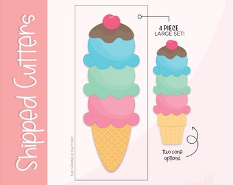 Large BYO Ice Cream Cone Shipped Cookie Cutter Set + .PNG Images!
