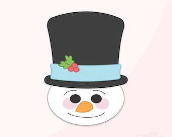 Snowman Head With Top Hat Cookie Cutter .STL Files With Eddie .PNG Image