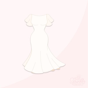 ウェディングドレス マーメイド 袖付き クッキー カッター セット .STL ファイル + .PNG エディ イメージ!