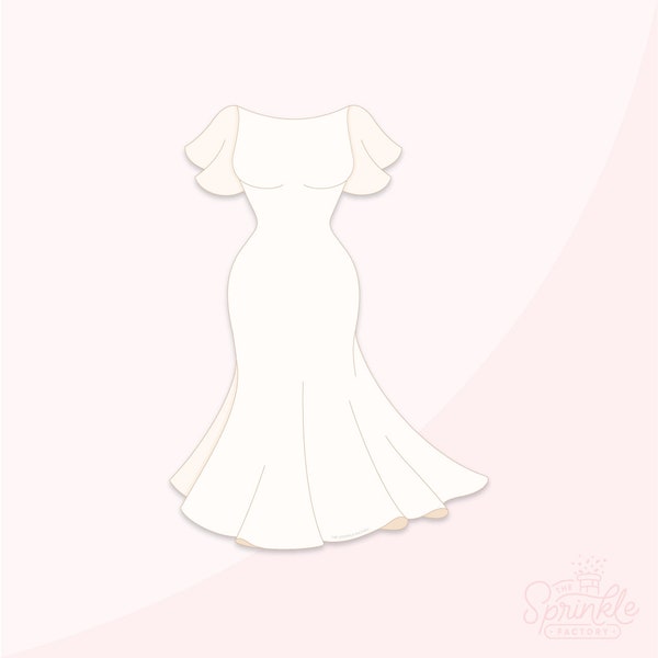 Wedding Dress Mermaid With Sleeves Cookie Cutter Set .STL Files + .PNG Eddie Image!