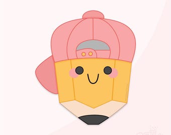 Pencil With Hat Cookie Cutter Set .STL Files  + . PNG Eddie Image!