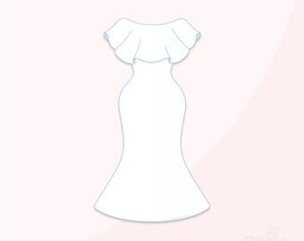 Hochzeitskleid Schultertrompete Ausstechform .STL Dateien + .PNG Eddie Bild!