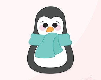 Penguin Wobbly With Scarf Cookie Cutter .STL Files + . PNG Eddie Images!