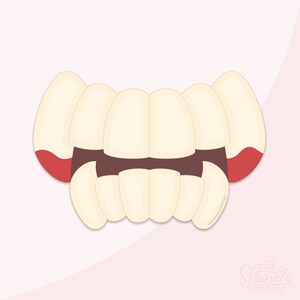 Può includere: Un'illustrazione di cartone animato di un set di denti con gengive rosse. I denti sono bianchi e le gengive sono di un rosso vivo. I denti sono disposti in fila, con i denti anteriori che sono i più grandi. I denti sono leggermente storti, dando l'impressione di denti di mostro.