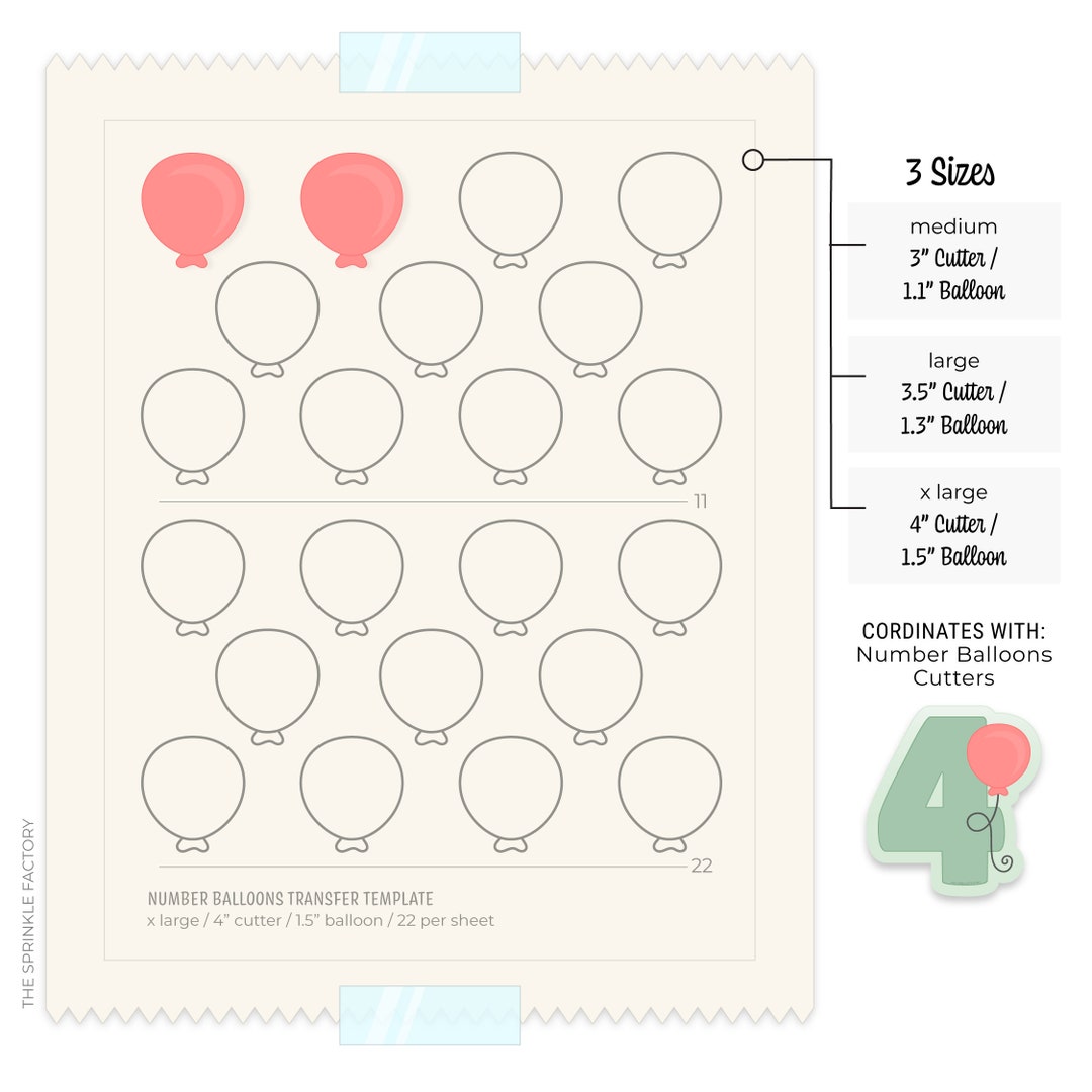 Balloon Icing Transfer Sheet Printable .PDF - Etsy
