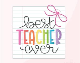 Best Teacher Ever Rainbow 2&quot; Cookie Tag Printable .PDF