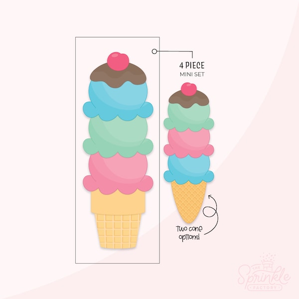 Mini BYO Ice Cream Cone Cookie Cutter Set .STL Files + . PNG Eddie Images!