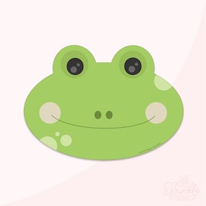 Puede incluir: Una cara de rana verde con ojos negros y una sonrisa blanca. La rana tiene manchas blancas en la cara. El texto "The Sprinkle Factory" está en la parte inferior de la imagen.