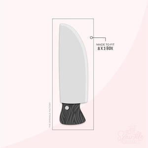 May include: A white spatula-shaped cookie cutter with a black and gray zebra-striped handle. The text "MADE TO FIT 8 X 3 BOX" is displayed. The Sprinkle Factory logo is in the bottom right corner.