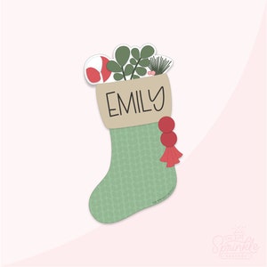 Stocking With Greenery Cookie Cutter .STL File With Eddie .PNG Image
